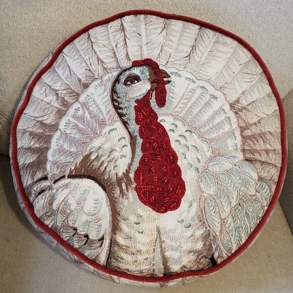 John Derian Beaded Turkey Pillow Round 16” x Target - Picture 2 of 13